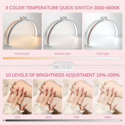 ArcGlow™ Half Moon Foldable Nail Lamp - Diamond - 3000–6000K Adjustable