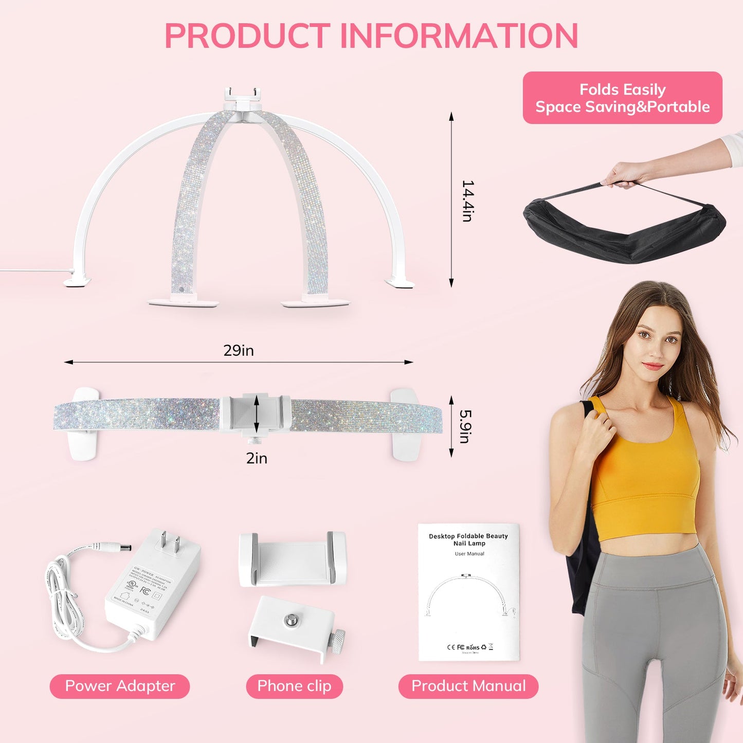 ArcGlow™ Half Moon Foldable Nail Lamp - Diamond - 3000–6000K Adjustable
