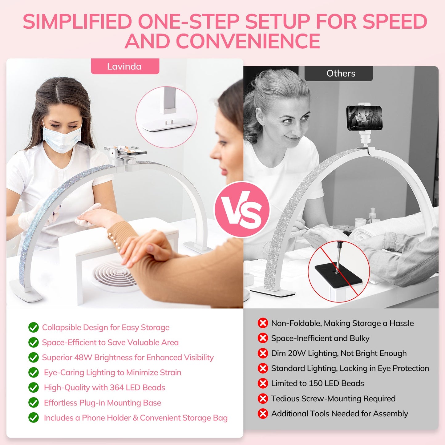 ArcGlow™ Half Moon Foldable Nail Lamp - Diamond - 3000–6000K Adjustable