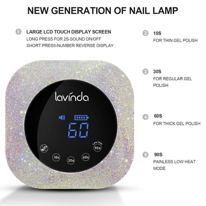 Crown™ Nail Lamp & Wand™ Lite Drill Bundle - Crystal Diamond