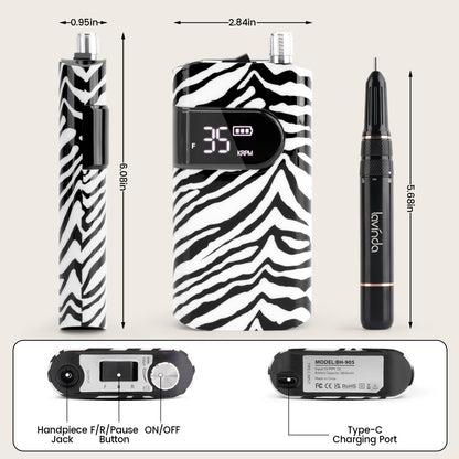 Crown™ Nail Lamp & Wand™ Nail Drill Bundle – Zebra Print